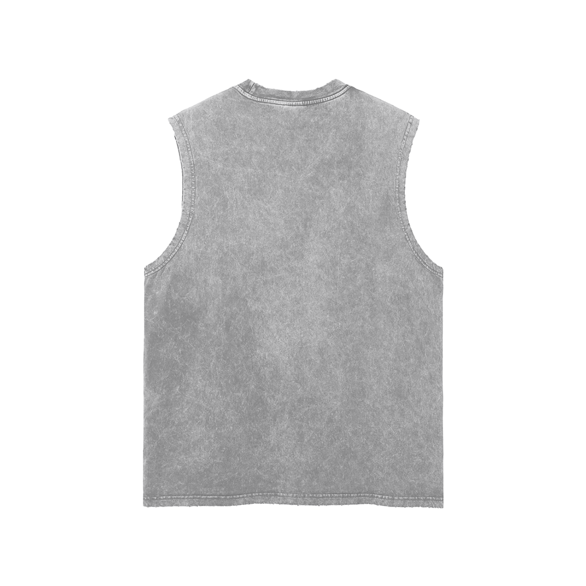 Unisex Snow Washed Frayed Hem Tank Top in light gray, alternate angle