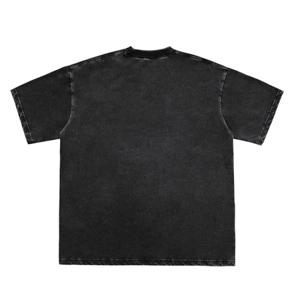 Unisex Snow Washed Frayed T-Shirt in black, alternate angle