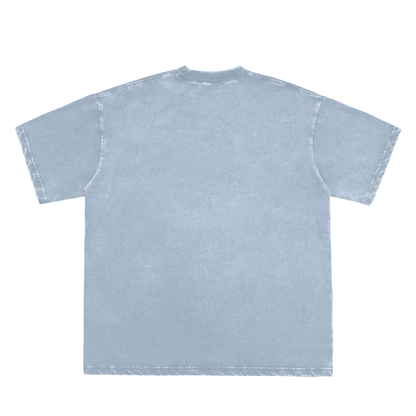 Unisex Snow Washed Frayed T-Shirt in blue, alternate angle