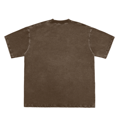 Unisex Snow Washed Frayed T-Shirt in coffee, alternate angle