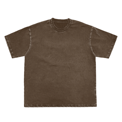 Unisex Snow Washed Frayed T-Shirt in coffee