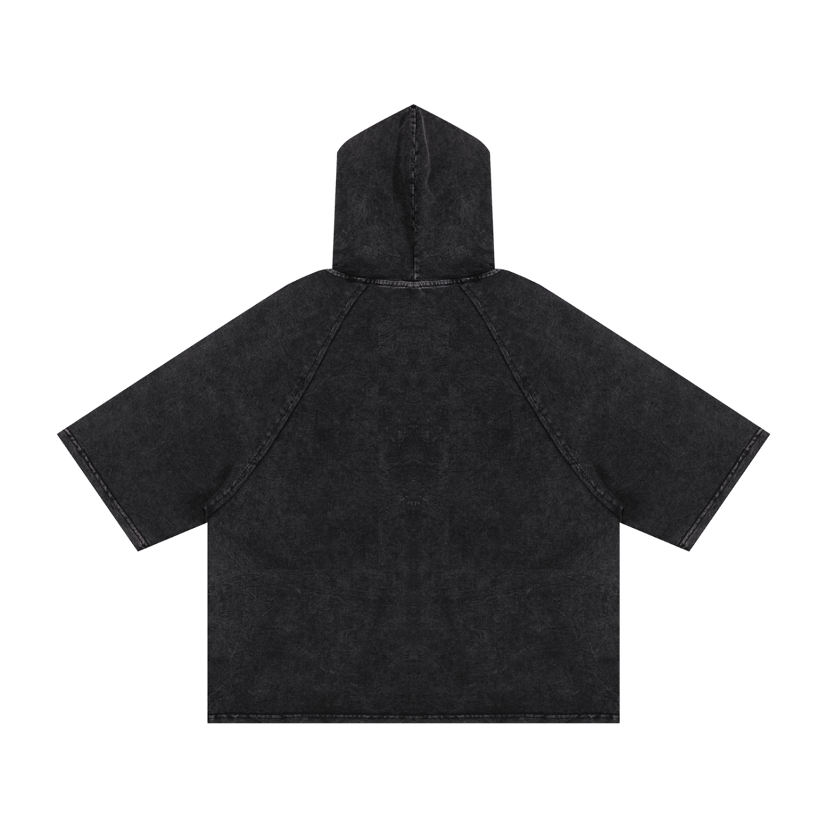 Unisex Snow Washed Hooded Boxy T-Shirt in black, alternate angle