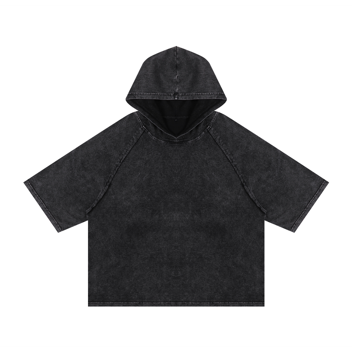 Unisex Snow Washed Hooded Boxy T-Shirt in black
