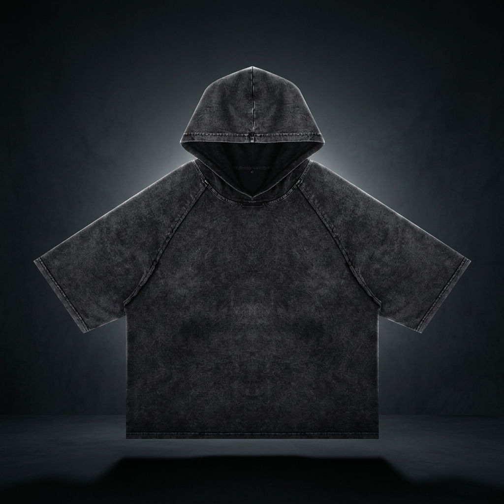 Unisex Snow Washed Hooded Boxy T-Shirt