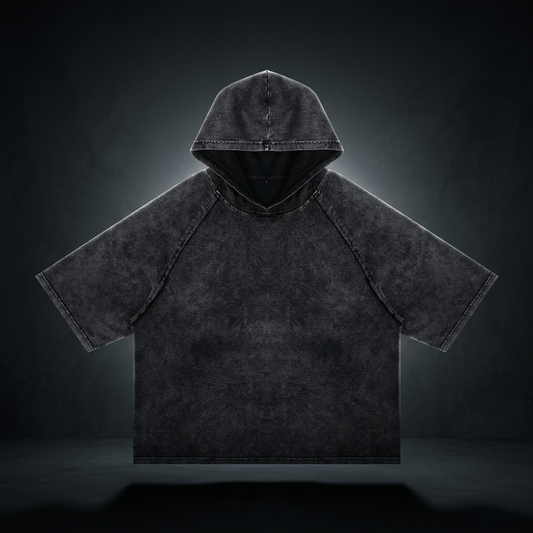 Unisex Snow Washed Hooded Boxy T-Shirt