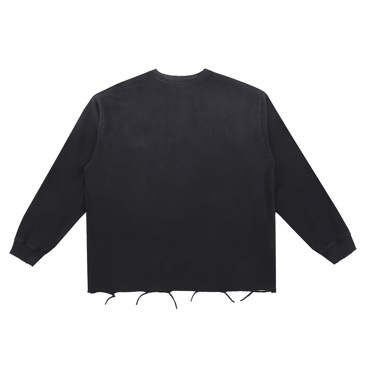 Unisex Snow Washed Long Sleeve Cotton T-Shirt in black, alternate angle