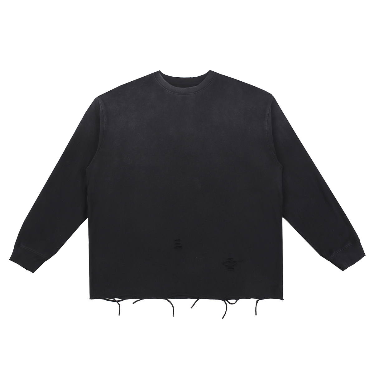 Unisex Snow Washed Long Sleeve Cotton T-Shirt in black