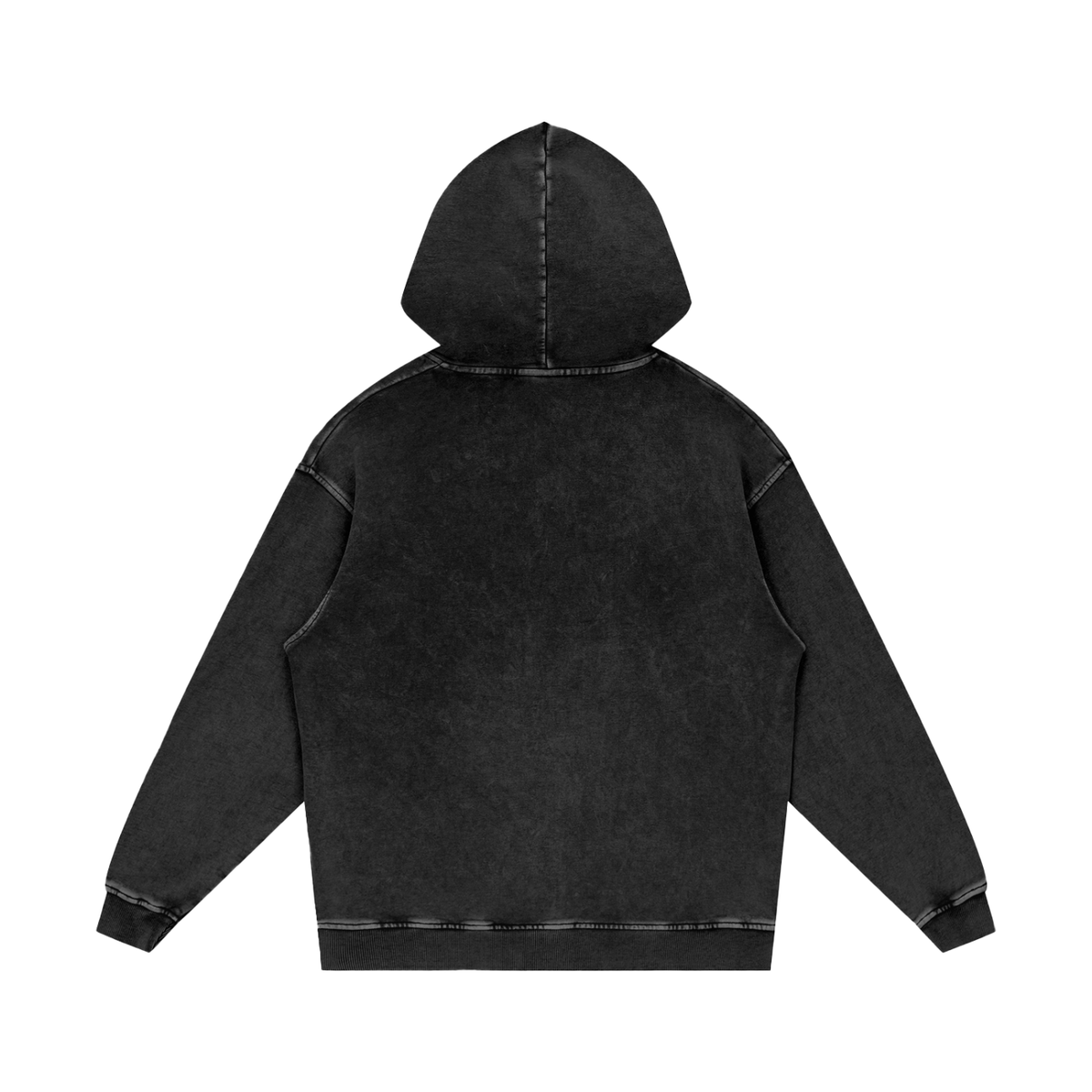 Unisex Snow Washed Loose Cotton Hoodie in black beauty, alternate angle