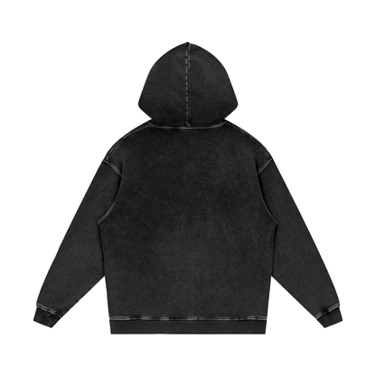 Unisex Snow Washed Loose Cotton Hoodie in black beauty, alternate angle