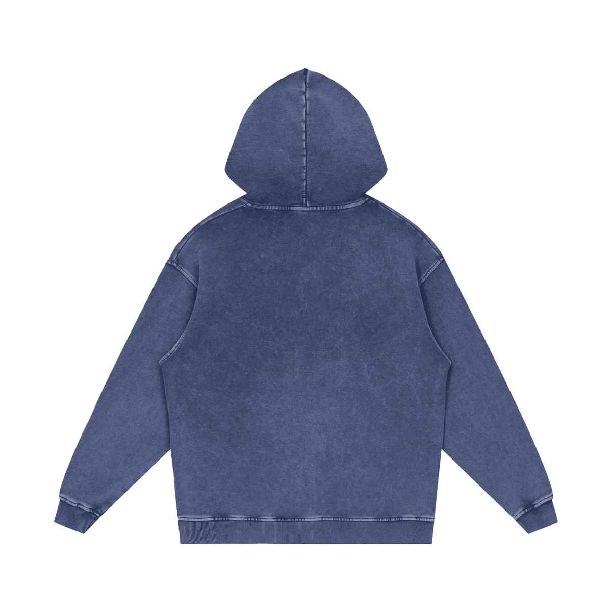 Unisex Snow Washed Loose Cotton Hoodie in dark blue, alternate angle