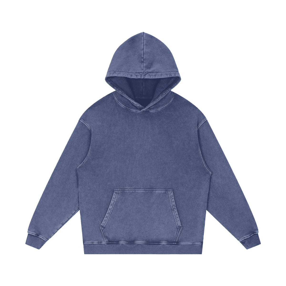 Unisex Snow Washed Loose Cotton Hoodie in dark blue
