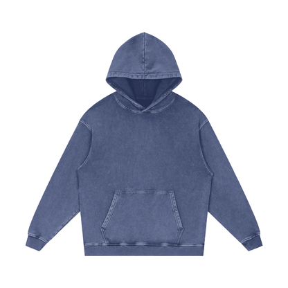 Unisex Snow Washed Loose Cotton Hoodie in dark blue