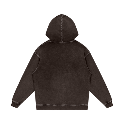 Unisex Snow Washed Loose Cotton Hoodie in dark gray, alternate angle