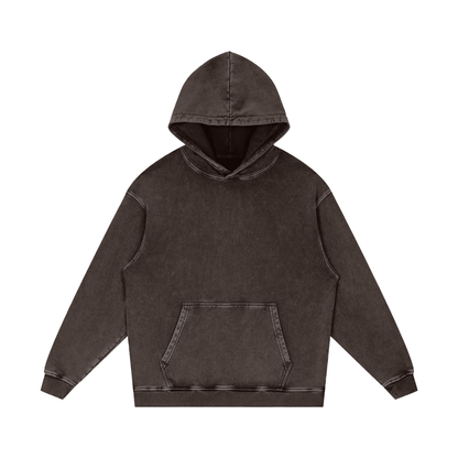 Unisex Snow Washed Loose Cotton Hoodie in dark gray