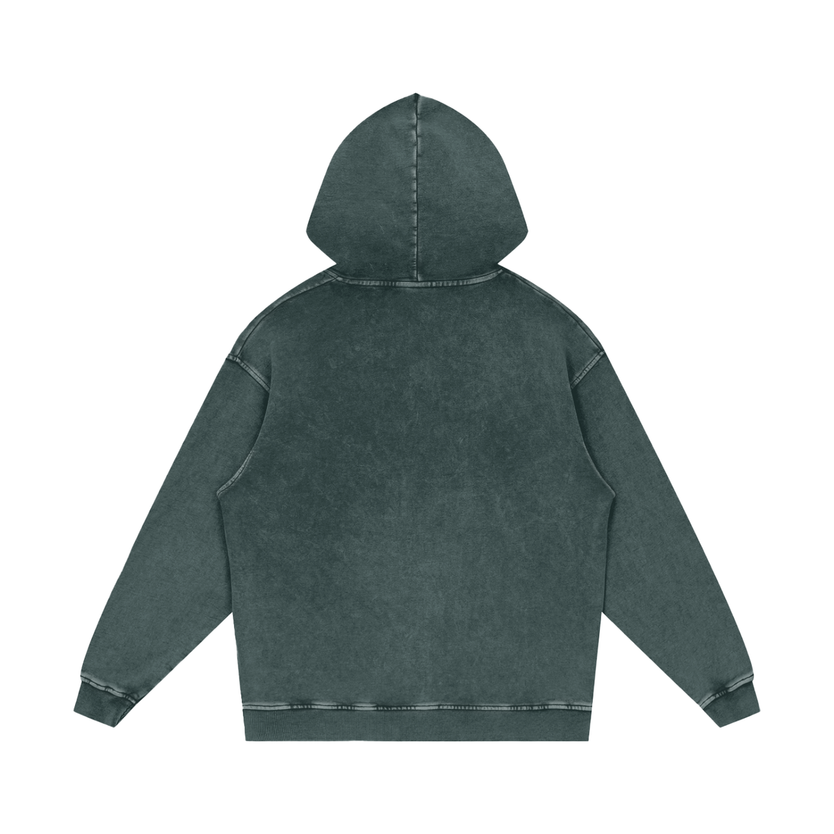 Unisex Snow Washed Loose Cotton Hoodie in dark green, alternate angle