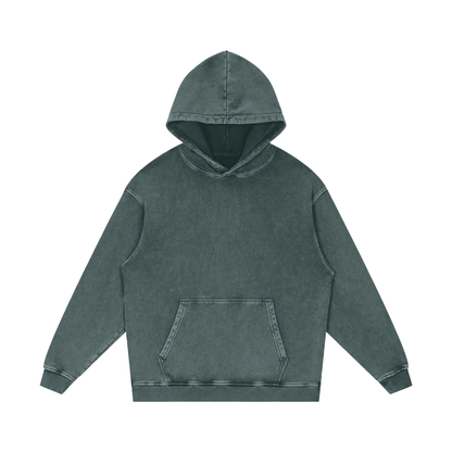 Unisex Snow Washed Loose Cotton Hoodie in dark green