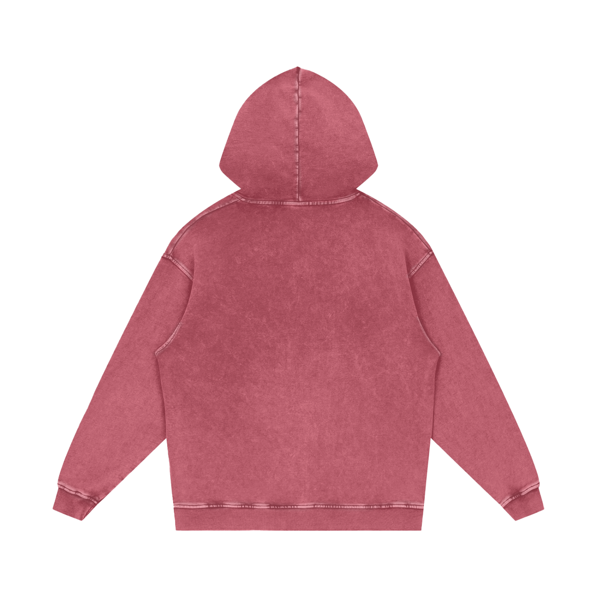 Unisex Snow Washed Loose Cotton Hoodie in dark red, alternate angle