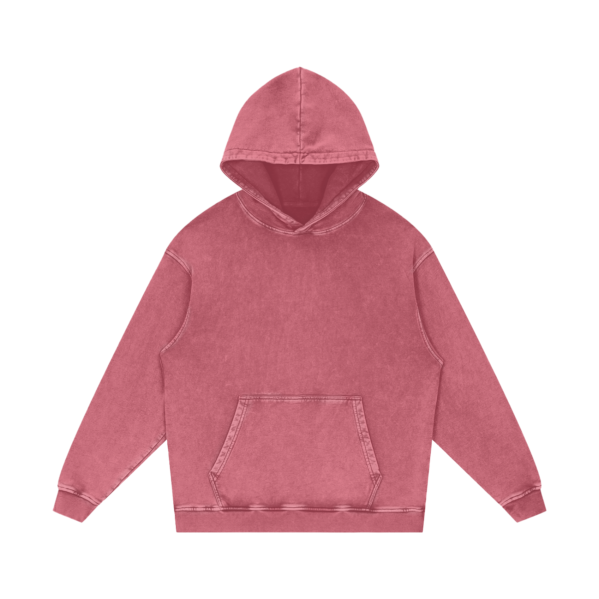 Unisex Snow Washed Loose Cotton Hoodie in dark red