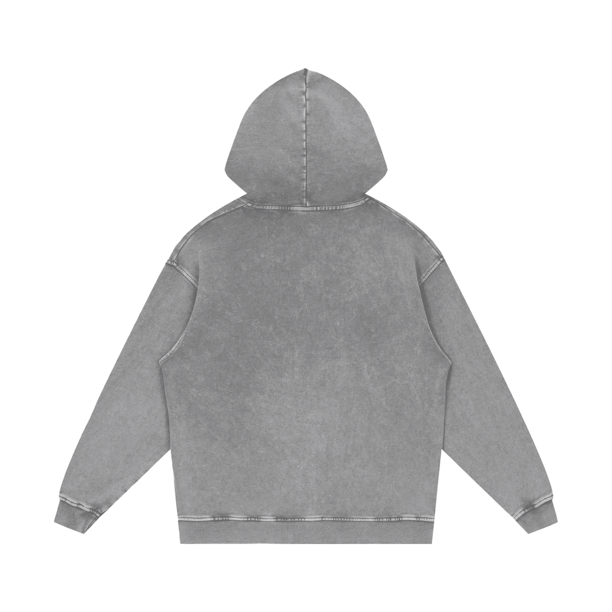 Unisex Snow Washed Loose Cotton Hoodie in light gray, alternate angle