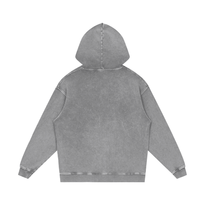 Unisex Snow Washed Loose Cotton Hoodie in light gray, alternate angle