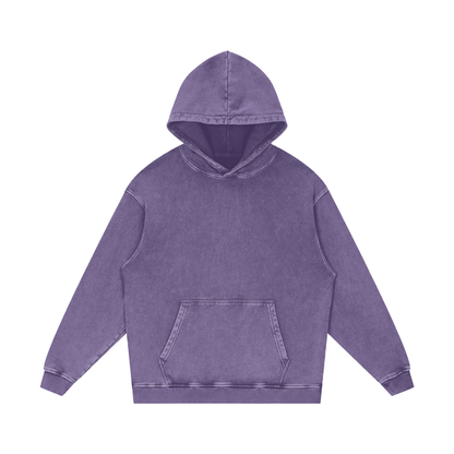 Unisex Snow Washed Loose Cotton Hoodie in purple