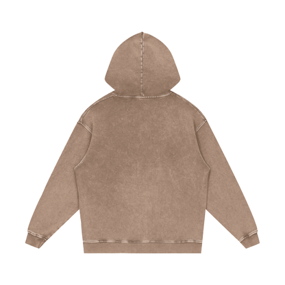 Unisex Snow Washed Loose Cotton Hoodie in sand, alternate angle