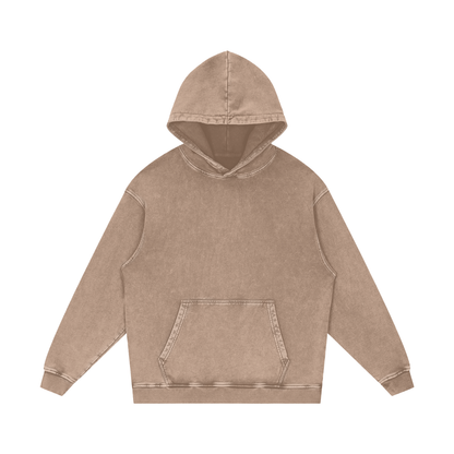Unisex Snow Washed Loose Cotton Hoodie in sand