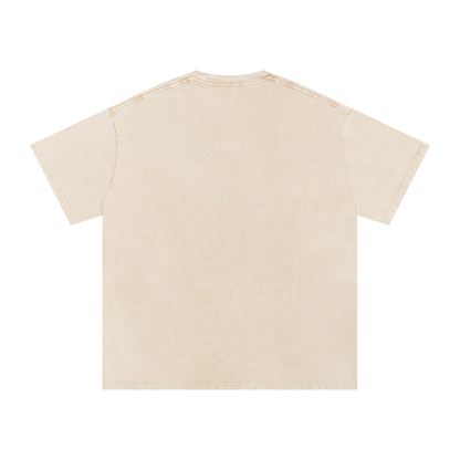 Unisex Snow Washed Oversized Cotton T-Shirt in apricot, alternate angle