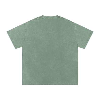 Unisex Snow Washed Oversized Cotton T-Shirt in bean green, alternate angle