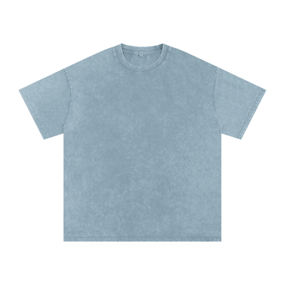 Unisex Snow Washed Oversized Cotton T-Shirt in blue jeans