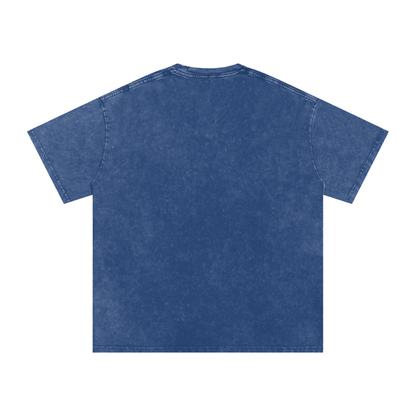 Unisex Snow Washed Oversized Cotton T-Shirt in dark blue, alternate angle