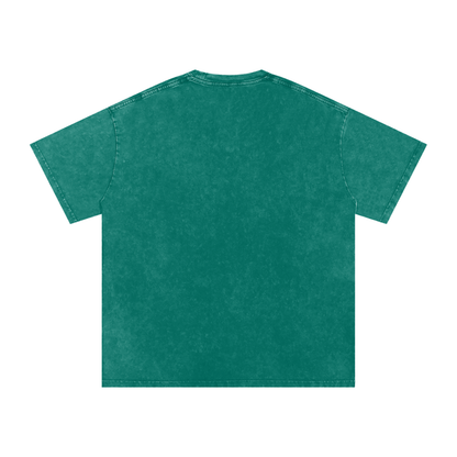 Unisex Snow Washed Oversized Cotton T-Shirt in dark green, alternate angle