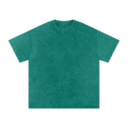 Unisex Snow Washed Oversized Cotton T-Shirt in dark green