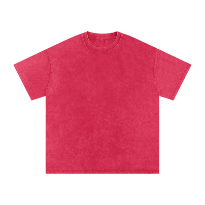 Unisex Snow Washed Oversized Cotton T-Shirt in dark red