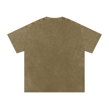 Unisex Snow Washed Oversized Cotton T-Shirt in gray green, alternate angle