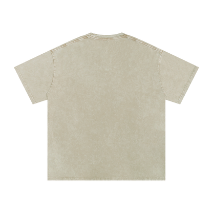 Unisex Snow Washed Oversized Cotton T-Shirt in khaki ash, alternate angle
