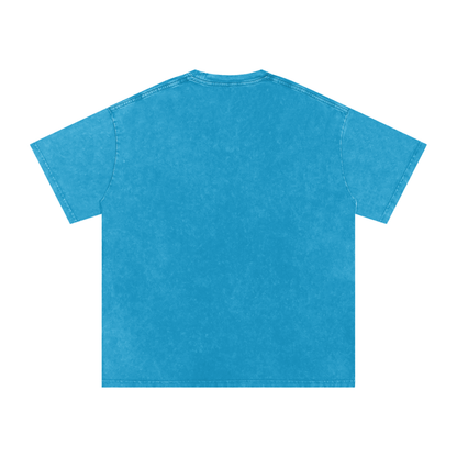 Unisex Snow Washed Oversized Cotton T-Shirt in lake blue, alternate angle