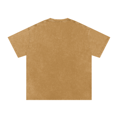 Unisex Snow Washed Oversized Cotton T-Shirt in light brown, alternate angle