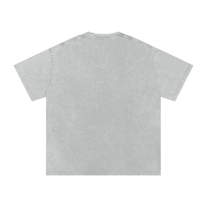 Unisex Snow Washed Oversized Cotton T-Shirt in light gray, alternate angle