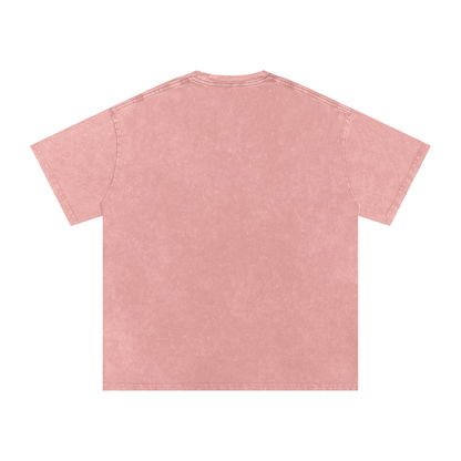 Unisex Snow Washed Oversized Cotton T-Shirt in light pink, alternate angle