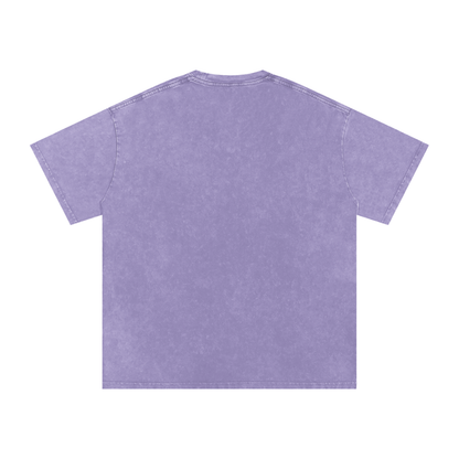 Unisex Snow Washed Oversized Cotton T-Shirt in light purple, alternate angle