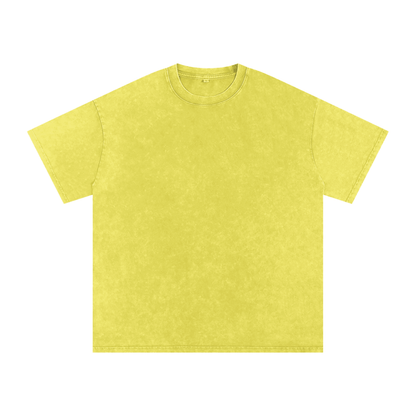 Unisex Snow Washed Oversized Cotton T-Shirt in olive yellow