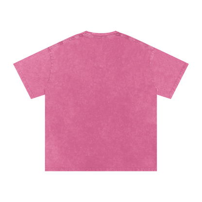 Unisex Snow Washed Oversized Cotton T-Shirt in rose red, alternate angle
