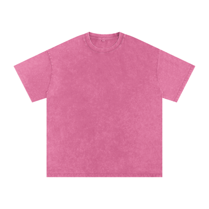Unisex Snow Washed Oversized Cotton T-Shirt in rose red