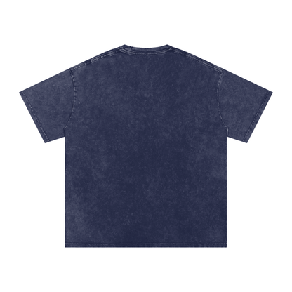 Unisex Snow Washed Oversized Cotton T-Shirt in royal blue, alternate angle