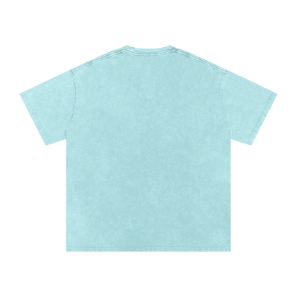 Unisex Snow Washed Oversized Cotton T-Shirt in water blue, alternate angle