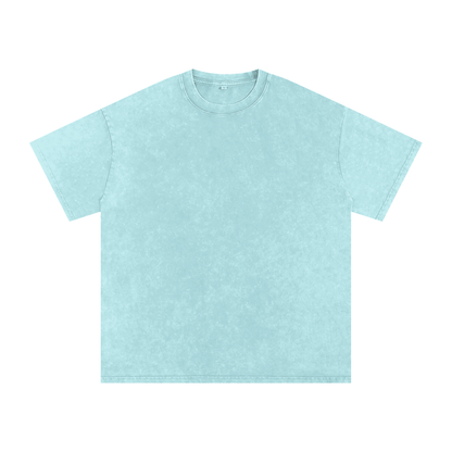 Unisex Snow Washed Oversized Cotton T-Shirt in water blue