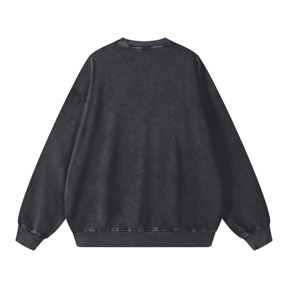 Unisex Snow Washed Oversized Sweatshirt in black, alternate angle
