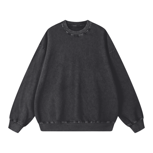 Unisex Snow Washed Oversized Sweatshirt in black