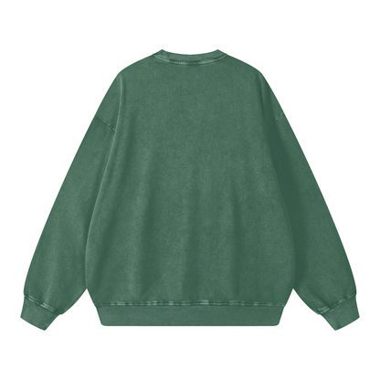 Unisex Snow Washed Oversized Sweatshirt in blackish green, alternate angle